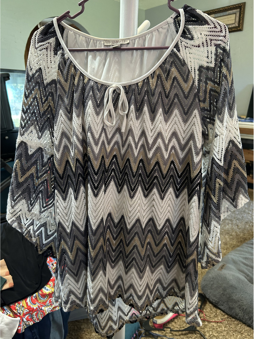 Roz & Ali Women's Plus Size 2X Chevron Pattern Blouse